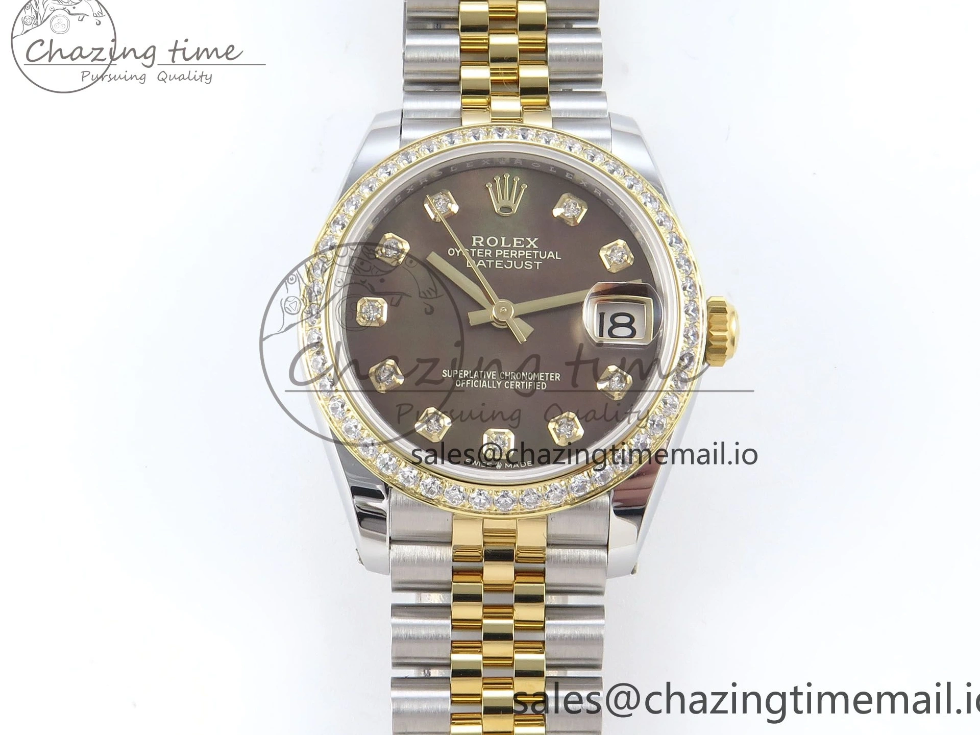 0515 DateJust 31 278383RBR ARF 1:1 Best Edition 904L Steel Brown Diamonds Dial Diamonds Bezel on SS YG Jubilee Bracelet ETA Snug 409